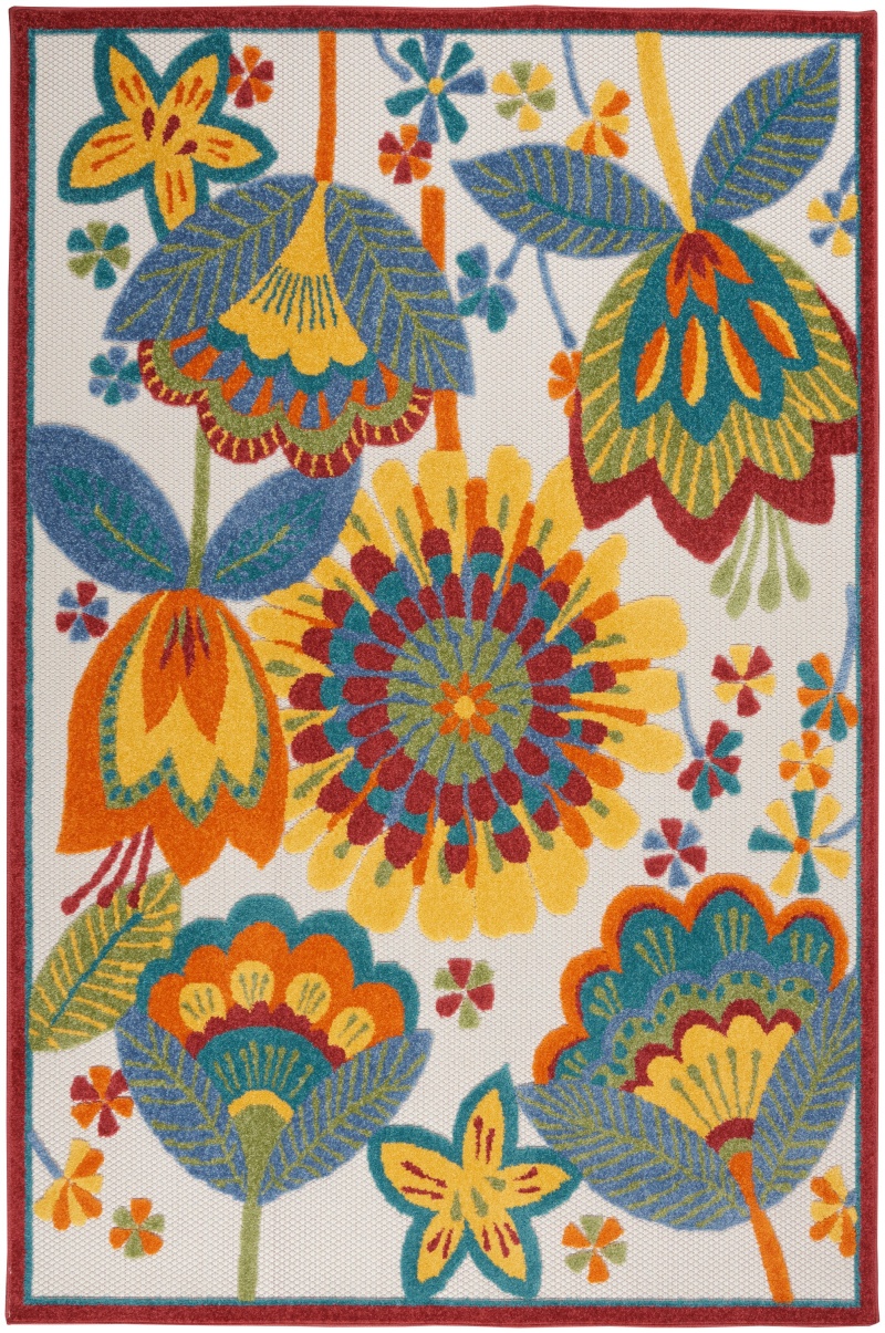 Aloha Multicolor Polypropylene Contemporary Area Rug, 6 Ft x 9 Ft