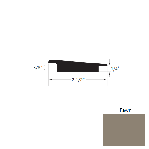 Johnsonite Fawn Vinyl Moulding / Trim - 2 1/2" X 12 Ft (144") X 3/8" - 1/4" Wheeled Traffic Transition - Wheeled Traffic Transition