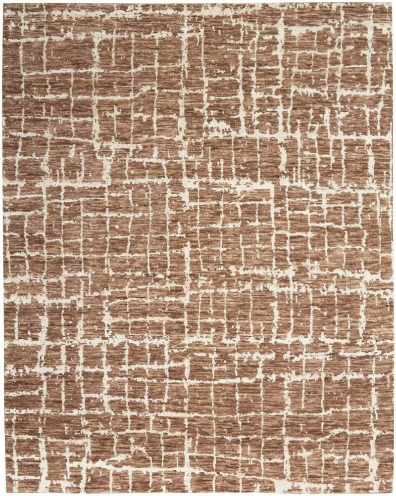 Luna Mocha Ivory Lun02 Wool Blend Contemporary Area Rug - 10 Ft X 14 Ft - Mocha Ivory