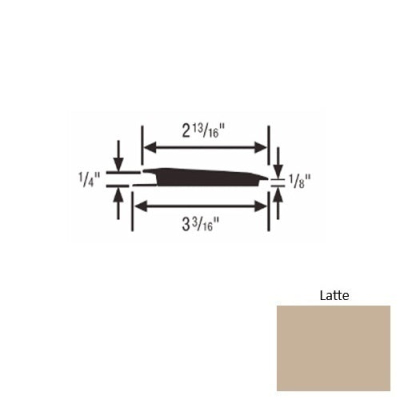 Solid 65 Latte Rubber Rolling Traffic Transition - 3 3/16" X 9 Ft (108") X 1/4" - 1/8"