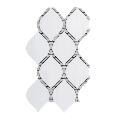 Rotunda Tunisian Grey Marble & Limestone Mosaic - Raindrop - Honed & Polished