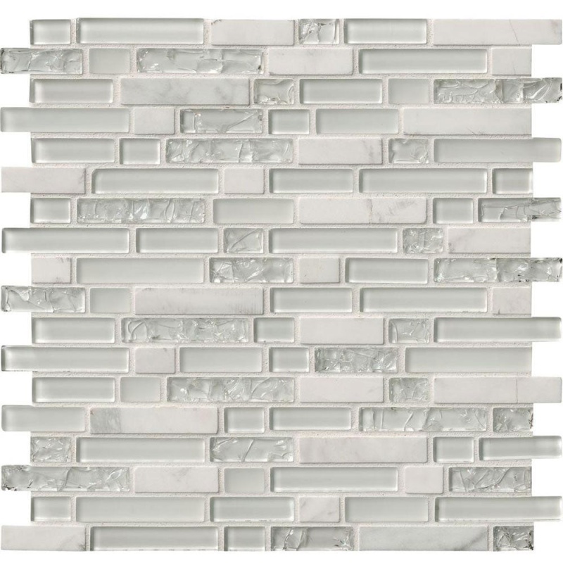 Decorative Blends Delano Blanco Glass & Stone Mosaic - Linear - Textured