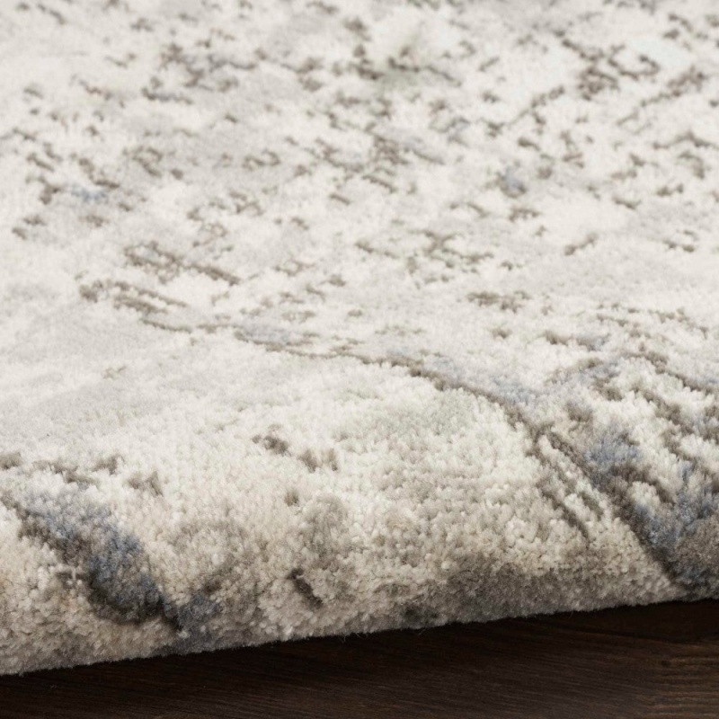 Quarry Ivory Blue Grey Area Rug - 4 Ft Round