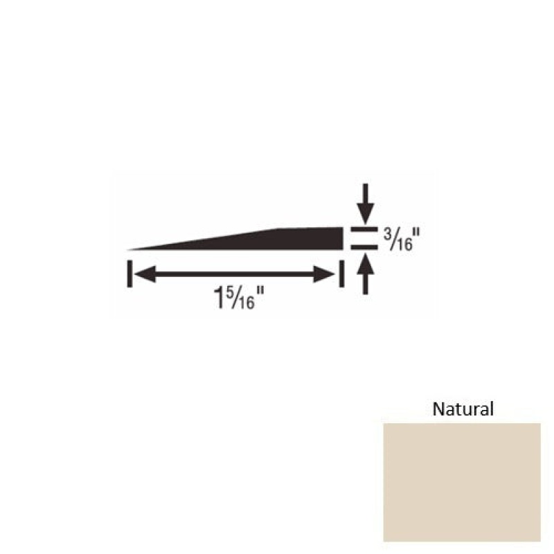 Solid 23 Natural Rubber Reducer Strip - 1 5/16" X 9 Ft (108") X 3/16"