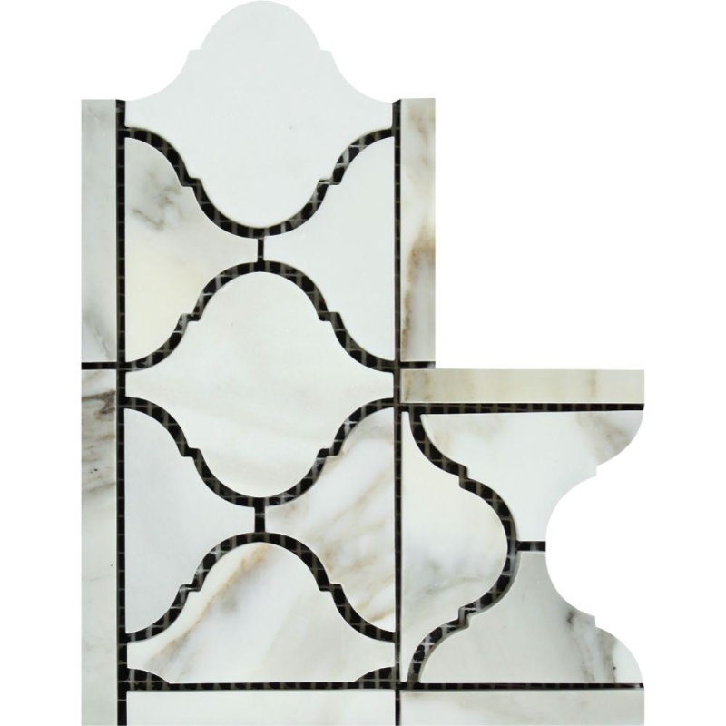 Calacatta Gold Marble Border - Arabesque Border Corner