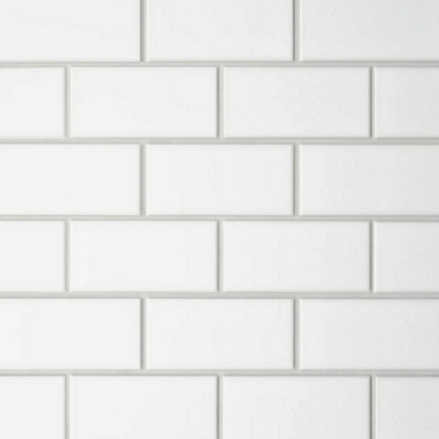 Le Café White Porcelain Mosaic - 2" X 4" Off Set Mesh Mount