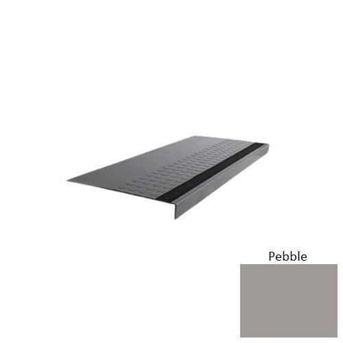 Flextones Pebble Type 776 With Flush Ribbed / Smooth Insert Distinct Designs Rubber - 12" X 72" Stair Tread - Rgt Radial Ii Raised Disc Design