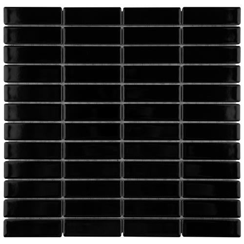 Metro Black Porcelain Mosaic - Stacked