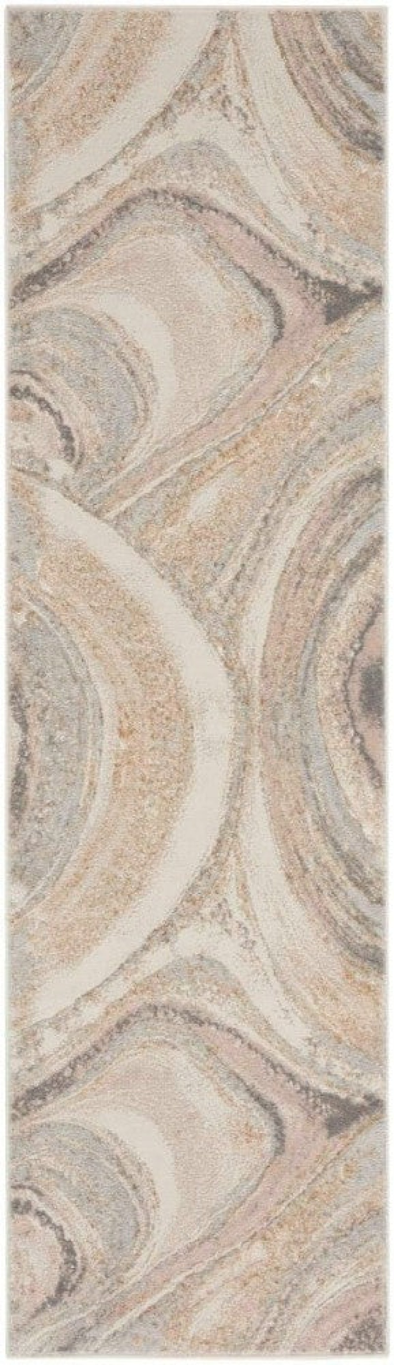 Splash Cream Grey Bsk03 Polypropylene & Polyester Contemporary Area Rug - 8 Ft Runner - Cream Grey