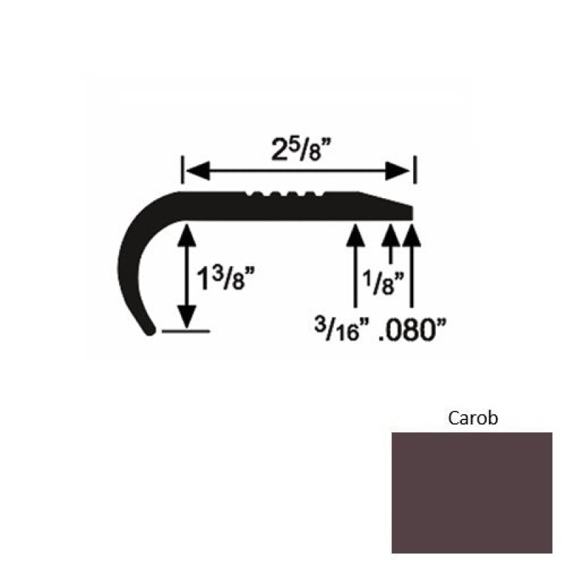 Solid 04 Carob Rubber Residential Stair Nosing