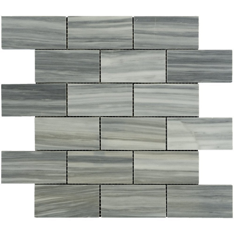 Bardiglio Vein Cut Marble Mosaic - 2" X 4" Brick - Polished, Per Pack: 20 Enter Quantity In Sheets
