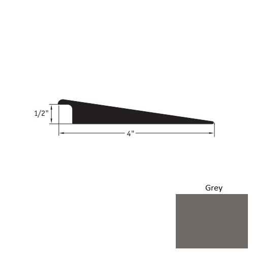 Johnsonite Grey Vinyl Moulding / Trim - 4" X 12 Ft (144") X 1/2" Wheeled Traffic Transition - Wheeled Traffic Transition