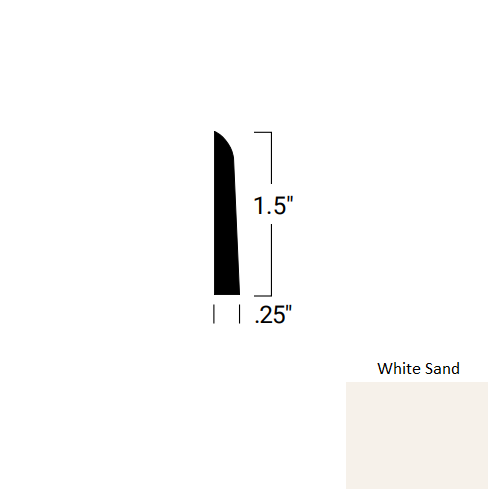 Johnsonite White Sand Rubber Moulding / Trim - 1 1/2" X 8 Ft (96") X 1/4" Millwork Shoe Moulding - Millwork Shoe Moulding