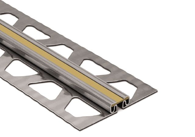 Dilex Eksb Movement Joint Metal Tile Edging Trim - Light Beige Stainless Steel