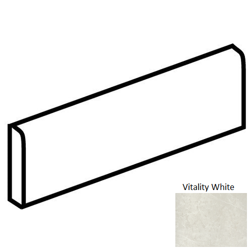 White Ceramic Bullnose Floor Trim, 3" X 24" - Matte