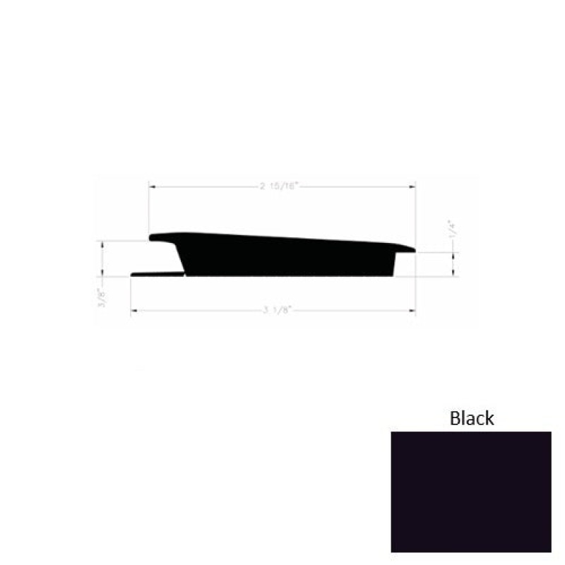 Solid 75 Black Rubber Rolling Traffic Transition - 3 1/8" X 9 Ft (108") X 3/8" - 1/4"