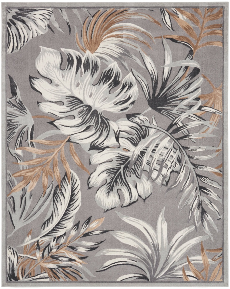 Seaside Sds01 Grey Polypropylene Tropical Area Rug