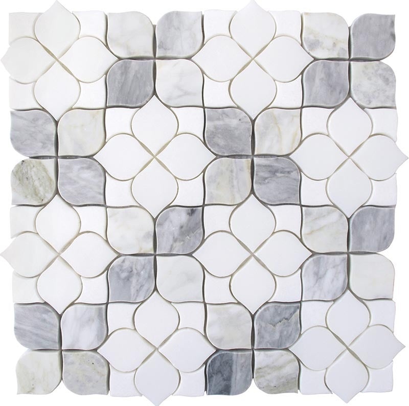 Emilia Calacatta Bluette / Paper White Thassos White Marble Mosaic - Casentinesi - Polished