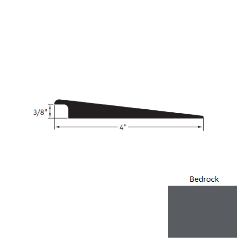 Johnsonite Bedrock Vinyl Moulding / Trim - 4" X 12 Ft (144") X 3/8" Wheeled Traffic Transition - Wheeled Traffic Transition