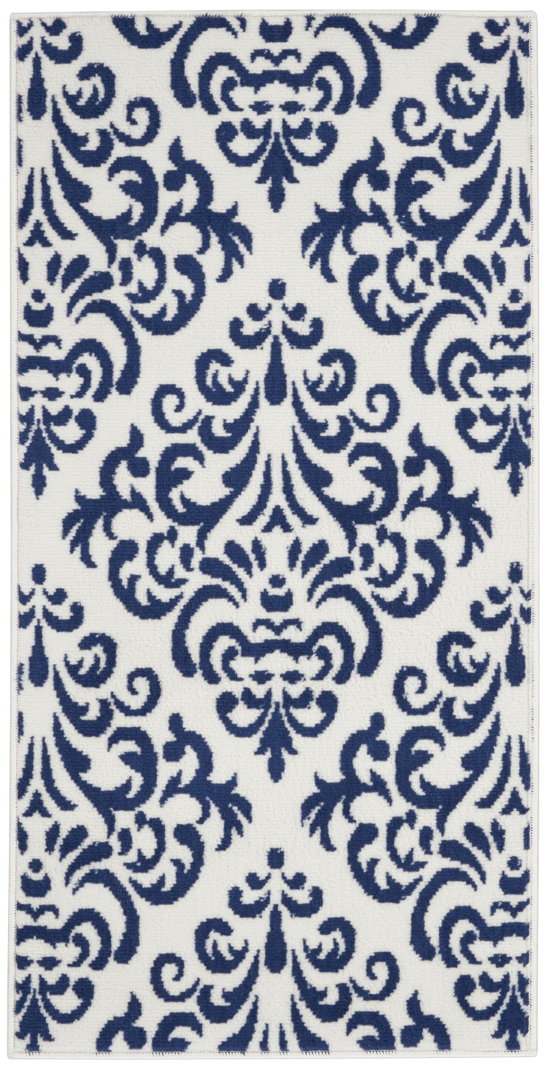 Grafix White / Blue Polypropylene Transitional Area Rug