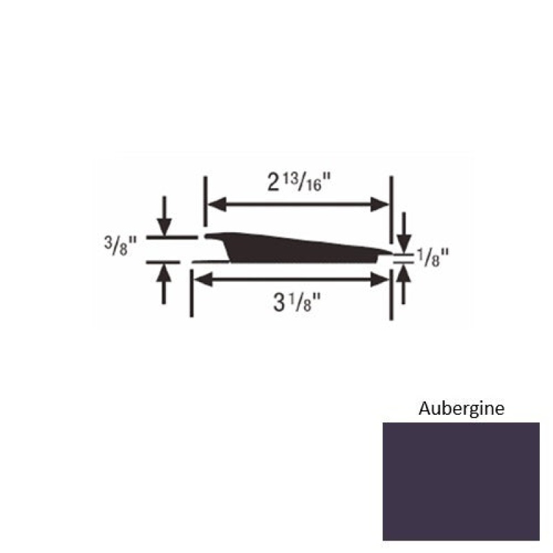 Solid 67 Aubergine Rubber Rolling Traffic Transition - 3 1/8" X 9 Ft (108") X 3/8" - 1/8"