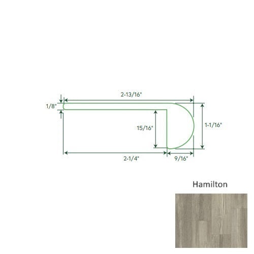 Freedom Hamilton Luxury Vinyl Moulding / Trim - 96" Flush Stair Nose - Ceramic Bead
