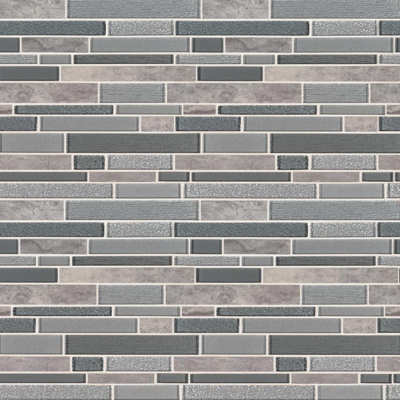 Decorative Blends Interlocking Smoky Alps Glass & Stone Mosaic - Linear - Textured