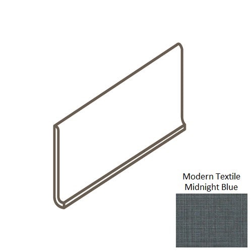 Fabric Art Modern Textile Midnight Blue Porcelain Floor & Wall Trim - 6" X 12" Cove Base - Matte