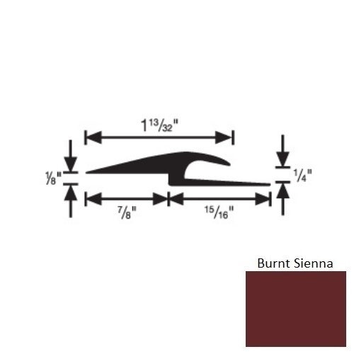 Flextones Burnt Sienna Vinyl 167 Tile And Carpet Joiner - 1/4" X 12 Ft - Thermoplastic