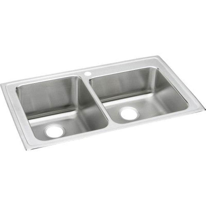 Lgr3722s2 Lustertone Classic Stainless Steel Drop In Double Bowl Kitchen Sink - 37" X 22" X 10" With 2 Holes - Stainless Steel