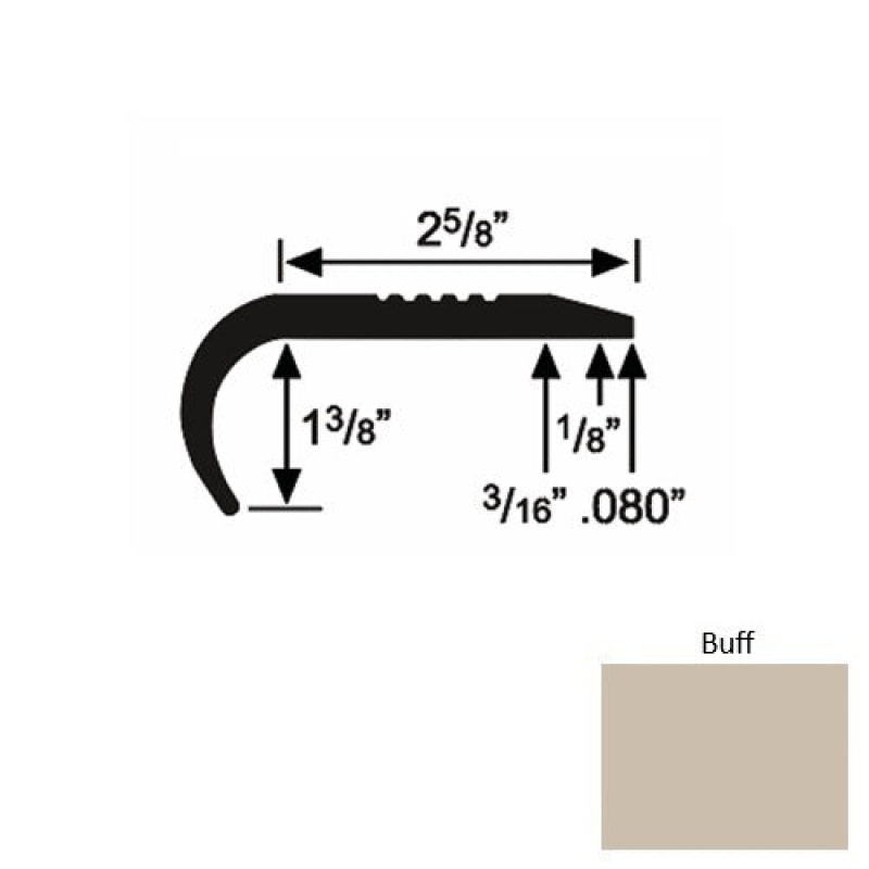 Solid 04 Buff Rubber Residential Stair Nosing