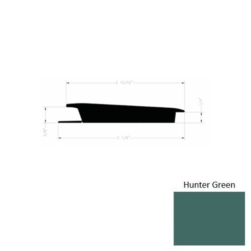 Solid 75 Hunter Green Rubber Rolling Traffic Transition - 3 1/8" X 9 Ft (108") X 3/8" - 1/4"