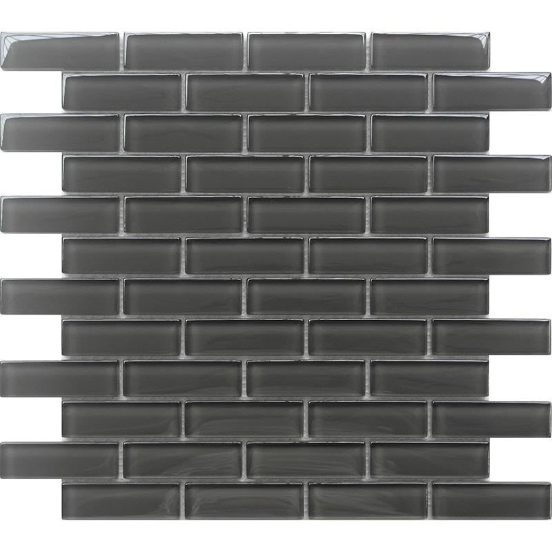 Color Palette Pewter Glass Mosaic – 1" x 3" Brick – Glossy