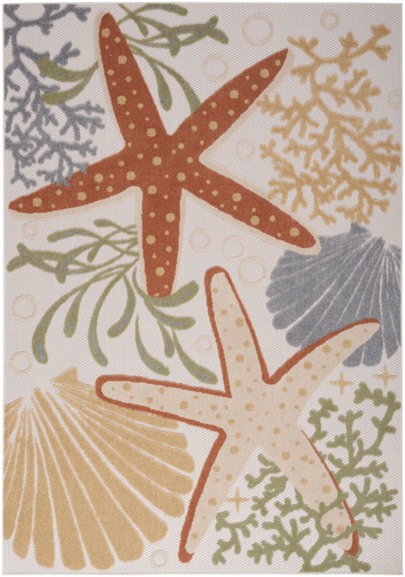 Aloha Alh24 Ivory Multicolor Outdoor Area Rug