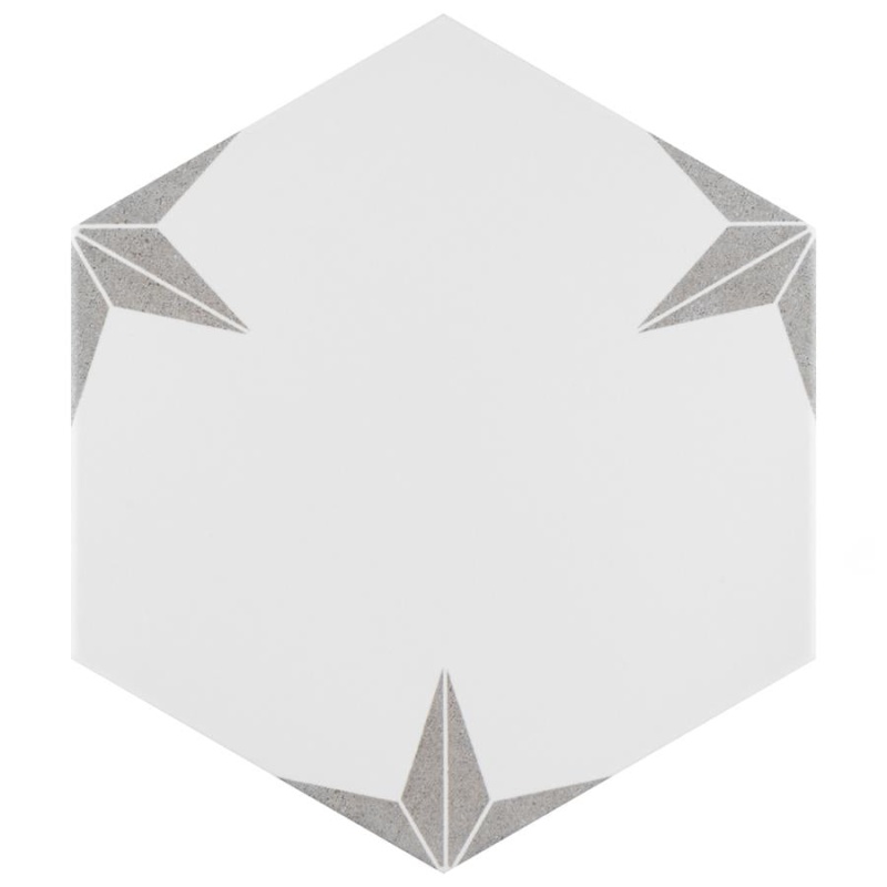 Stella Silver Porcelain Tile - Satin - 8 5/8" x 9 7/8" Hexagon