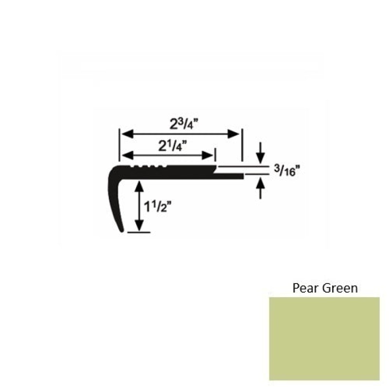 Solid Pear Green Rubber Underlap Carpet Stair Nosing