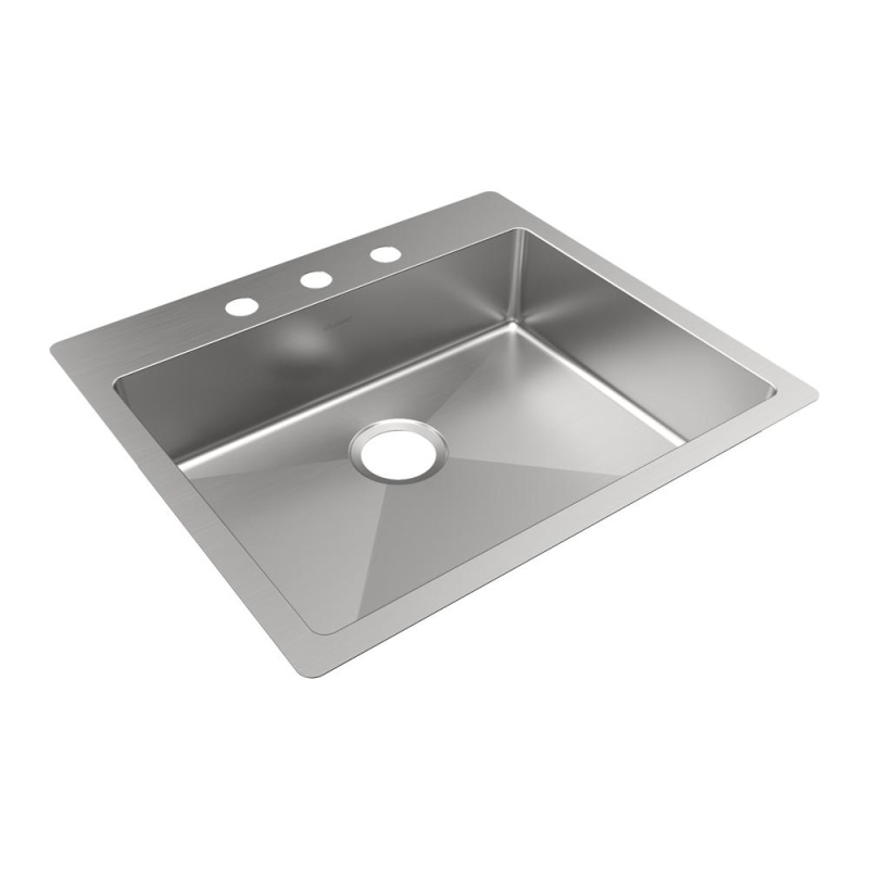 Ectsrad2522603 Crosstown Stainless Steel Drop In Undermount Single Bowl Kitchen Sink - 25" X 22" X 6" With 3 Holes - Stainless Steel