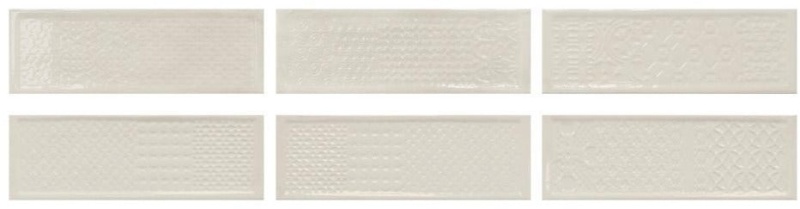 Titan Ivory Deco Mix Ceramic Tile - Glossy - 4" X 12"