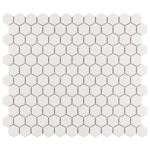 Gotham White Porcelain Mosaic - 1" Hexagon - Matte