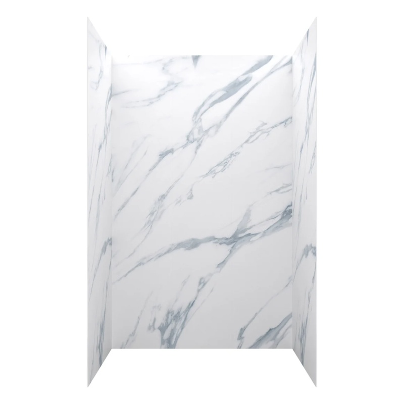 Jetcoat Core Carrara White 5 Piece Glue Up Composite Shower Wall - 48" X 34" X 78" - Carrara White