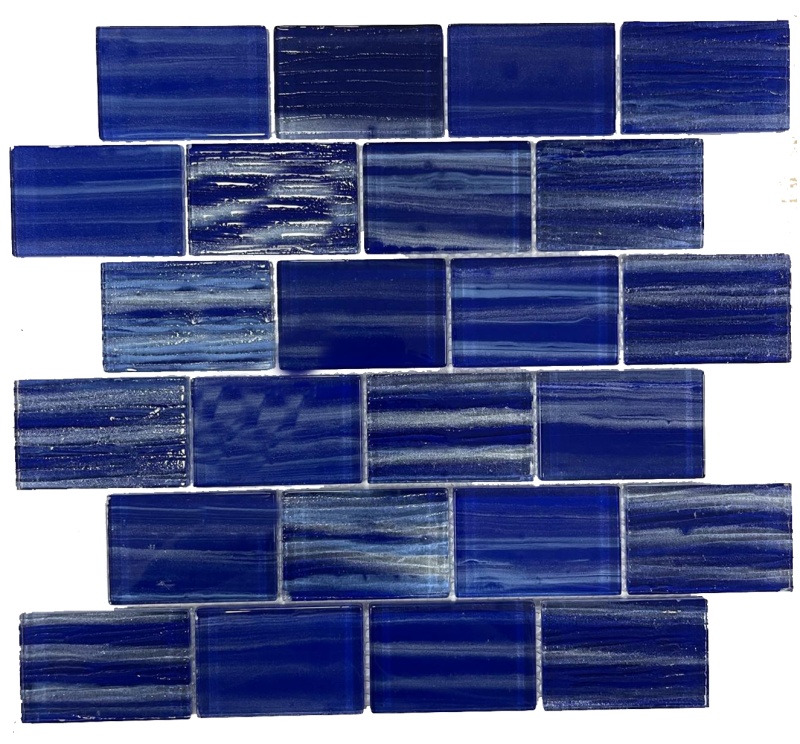 Blue Tango Glass Mosaic - 2" X 3" Brick - Polished