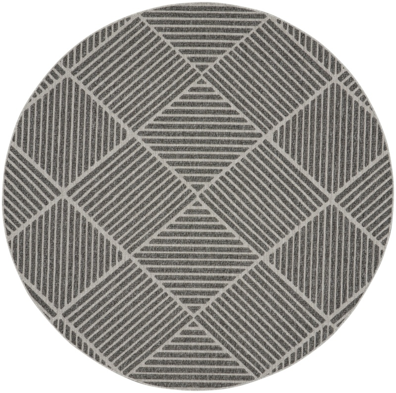Cozumel CZM05 Dark Grey Polypropylene Modern Area Rug, 8 Ft Round