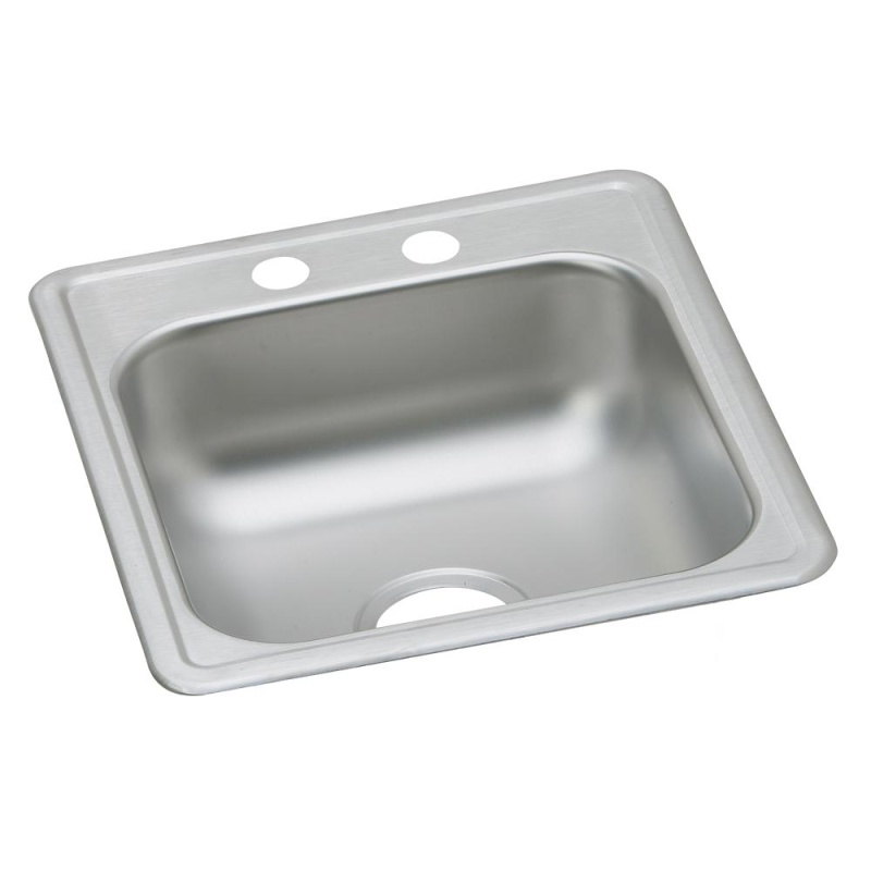 D117192 Dayton Stainless Steel Drop In Single Bowl Bar Sink - 17" X 19" X 6 1/8" With 2 Holes - Stainless Steel