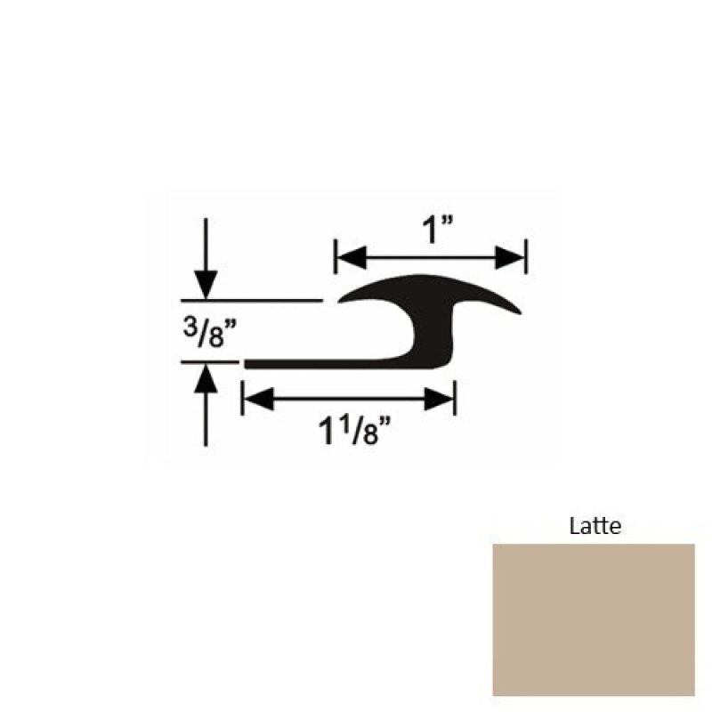Solid 60 Latte Rubber Tile / Carpet Joiner - 1 1/8" X 9 Ft (108") X 3/8"