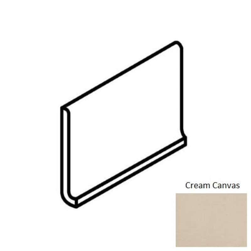 Elemental Canvas Cream Canvas Ceramic Floor & Wall Trim - 6" X 12" Cove Base - Matte