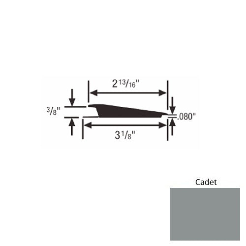 Solid 66 Cadet Rubber Rolling Traffic Transition - 3 1/8" X 9 Ft (108") X 3/8" - 0.080"