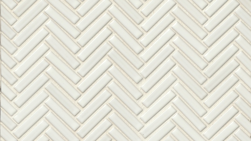 90 White Porcelain Mosaic - 1/2" X 2" Herringbone - Glossy