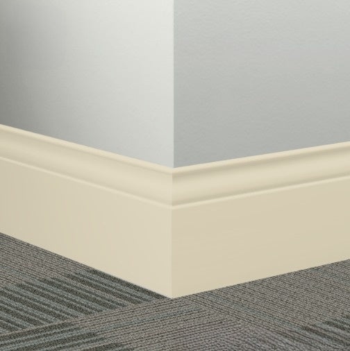 Johnsonite Bone White Rubber Millwork Contoured Wall Base - 5 1/4" X 96" X 3/8" Inflection - Millwork Contoured Wall Base