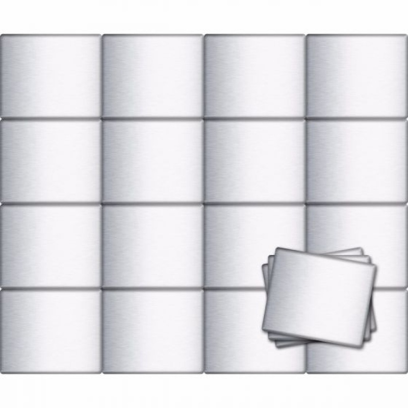 Stainless Steel Subway Half Tile - Fiberock Backer - 2.5" X 3"