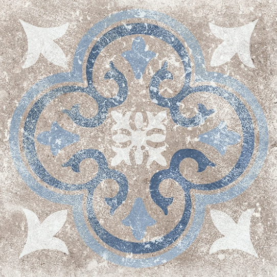 Creativo Siena Blue Deco B Matte Porcelain Tile, 12" x 12"